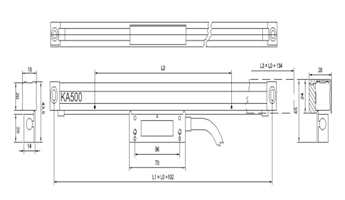Sensor de Escala Lineal Slim KA-500 de 70mm a 470mm miniatura 5