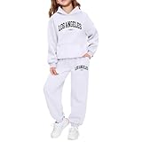 Kids Tracksuit Full Set Girls Hoodie Sweatshirt and Jogger Pants Outfits Sets for Teenage Girls Spring Winter Fashion Cute School Casual Jogging Streetwear Age 2-14 Years (13-14 Years, White)