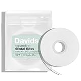 Davids Expanding Dental Floss + Refill w/Hydroxyapatite, No Break Woven Strands, Waxed, Vegan, Cocoa Butter & Mint, Kid Friendly, Refillable Dispenser, 66 yd