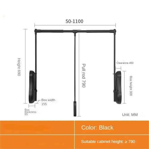 Garde-robe rail lift pliable et télescopique pour optimiser l'armoire