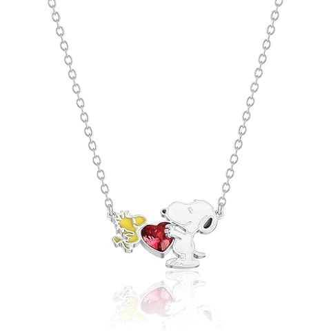 Peanuts Snoopy Woodstock Red Heart Necklace Cover