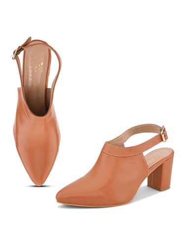 Image of XE Looks Slingback Heels | Pointed-Toe Design | Adjustable Strap |Stylish & Trendy Cushioned Footbed Heels For Girl & Women