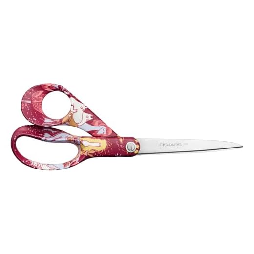 Fiskars Allzweckschere mit Mumin-Design, Rechtshändig, Länge: 21 cm, Klingen aus rostfreiem Stahl, Festive Moments, 1080088