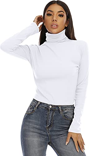 RightPerson Women's Basic Long Sleeve Turtleneck T-Shirt Solid Slim Soft Cotton Tops2