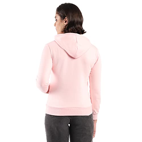Image of PINACOLADA Women's Cotton Solid Printed Sweatshirt with Hoodie, Regular Fit for Casual Wear Full Sleeve Sweatshirt Crafted with Comfort Fit and High-Performance for Everyday Wear