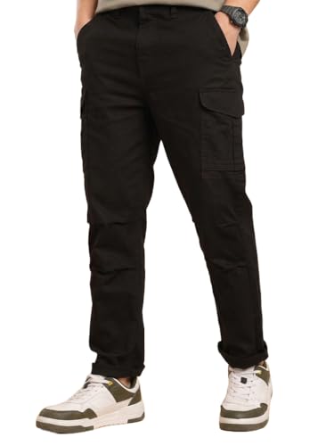 Image of Vogaan Men Cotton Linen Blend Cargo Pants | Mid Rise Regular Fit Casual Trousers | Multi Pocket Utility Bottom Wear | Comfortable Breathable Fabric Travel Outdoor Styling