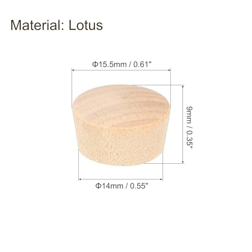 Image of uxcell 40Pcs Wood Button Plugs, 14mm /0.55 inch Flat Head Hardwood Screw Hole Plug Wooden Caps Buttons Wood Plug for Furniture Woodworking Craft Decor (15.5mm x 14mm)