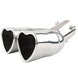 RUNLAIKEJI Heart Shaped Exhaust Tip, Universal Dual Exhaust Tips, Stainless Steel Exhaust Tip, Chrome Exhaust Tips, Exhaust Tips 2.5 Inlet, Car Accessories, for 48mm-60mm Exhaust Tips Muffler