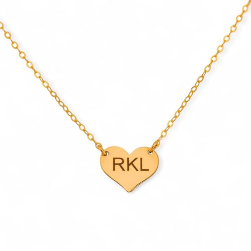 HotMixCold Custom Initial Heart Pendant Charm Necklace, Personalized Minimalist Couples Jewelry | 14K Gold filled