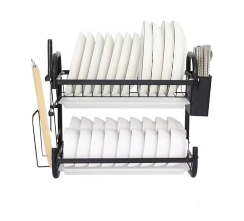 Image of Cloyster 2 Tier Dish Drainer Rack,Dish Drying Rack Dish Rack with Drip Tray, Kitchen Drying Rack with Chopping Board Holder,Cutlery Holder, Dish Drainer for Kitchen Counter (CL-10)