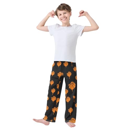ZZXXB Basketball Graffiti Boys Long Pants Soft Trousers Elastic Waist Kids Lounge Bottoms with Pockets S-XL2