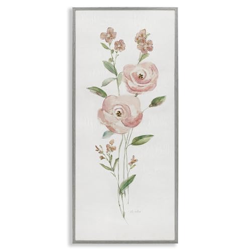 Soft Rose Sprigs Cottage Floral, 10 x 24 Inch Framed Giclée Print