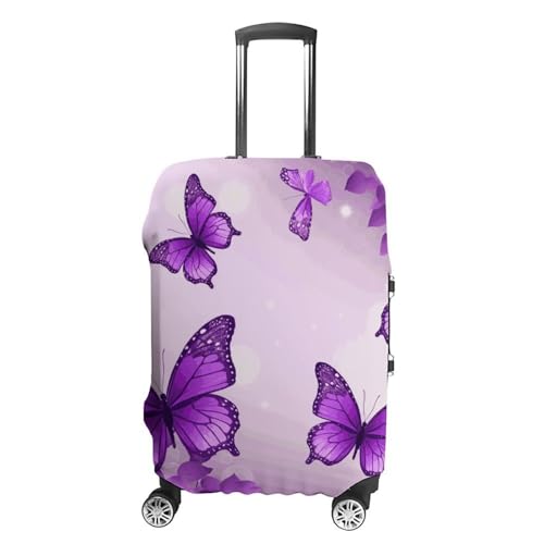 Purple Butterflies Luggage Cover, Washable Elastic Suitcase Cover Protector Fit 18-32 Inch Luggage