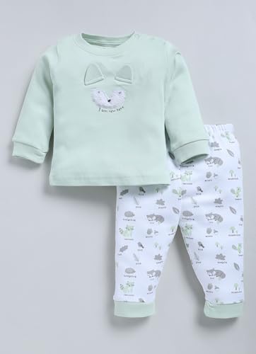Image of Smart Baby Boys Cotton Top & Pyjama Set | Long Sleeve Round Neck T-Shirt & Full Pants | Soft Fabric | 0-18 Months | Ideal for Sleep