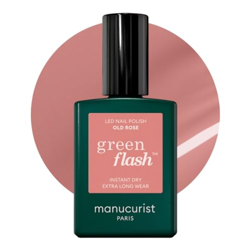 Manucurist Green Flash LED Classic Old Rose - Powder Pink Gel Nail Polish - Vegan, 12-Free - Strengthens and Protects - Nail Varnish for UV Nail Lamp - Made in France