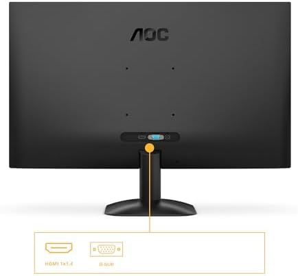 Close-up of AOC 27B35HM monitor ports with labels