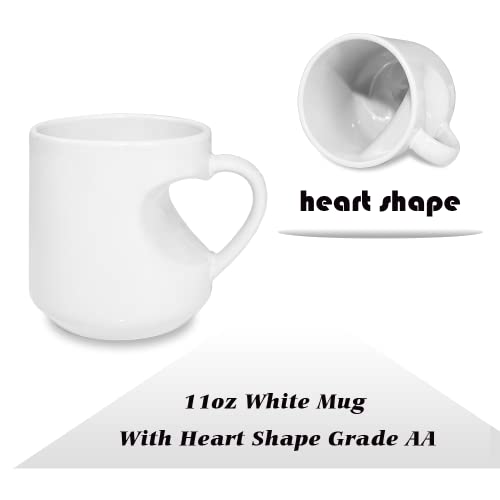 MR.R Set van 6 sublimatieblanks van kwaliteitsklasse A, vaatwasmachinebestendig, witte keramische koffiemokken, 375 ml, lege keramische drinkbeker met hartvormige greep voor melk, thee, cola, water - Image 7