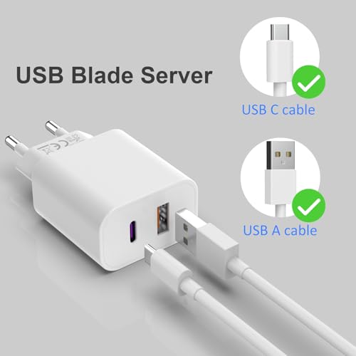USB C Ladegerät 25W mit USB Adapter [ 2 in 1 ] 2er Pack Ladeadapter für iPhone/iPad/Kopfhörer/Handy Netzteil Mehrfach Ladestecker PD 3.0 Schnellladegerät Steckdose usbc Stecker Charger,Ohne Ladekabel