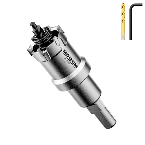 Mollom 1" (25mm) Heavy Duty Carbide Hole Saw with 2 Pilot Bits