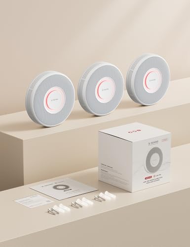 X-Sense Smarter Rauchmelder WLAN mit Sprachausgabe und 17 Standorten, Feuermelder, Rauchmelder vernetzt, 33 mm, SBS50 Basisstation erforderlich, XS0B-MR, 3 Stück