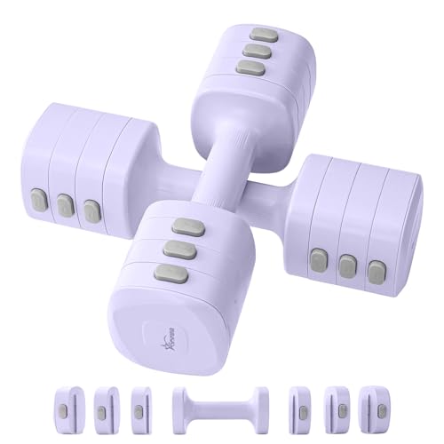 Srsrana Adjustable Dumbbell Set of 2 for Women (2.2/3.3/4.4/5.5 lbs), Quick-Change Hand Weights, Anti-Roll & Non-Slip Free Weights for Home Gym, Office, Pilates & Full Body Workout