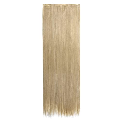 30 Pouce Extensions Rajout Cheveux Clips Monobande Extension Synthétique 5 Clips - Extension a Clips 76CM(30 pouces) - Blond Cendré Cover