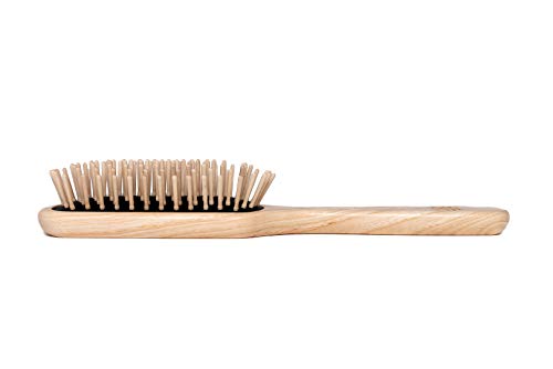 Tek - Medium Rectangular Ash Wood Brush With Short Tooth Handmade In Italy, For Fine Or Straight Hair - 22 X 5.5 Cm #TOP1