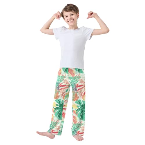 J JOYSAY Tropical Monstera Fronds Ivory Pajamas Pants Soft Long Pajama Bottoms Lounge Sleep Pants Size S-XL3