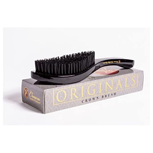 Crown Quality Products Original Contour 360 Wave Brush - Hard Flex Bristles (Black, Gold) Hairbrush