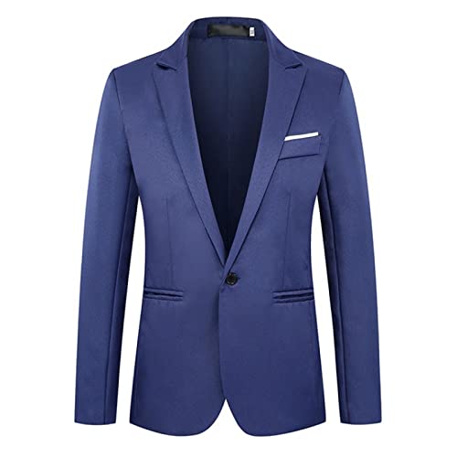 Generisch Sakko Chaqueta moderna de negocios para hombre, corte ajustado, chaqueta de boda, deportiva, ocio, chaqueta de traje regular para hombre, moda, monocolor, chaqueta de traje festivo, O azul