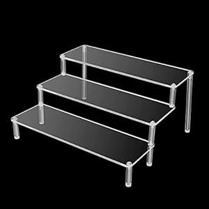 Présentoir Marches à 3 Niveaux en Acrylique, Multi-Usage Supports D’affichage Transparents en Acrylique,pour Présentation de Figurine, Vernis à Ongles, Poupée, Cosmétiques (29,5 x 19 x 14,8 cm)