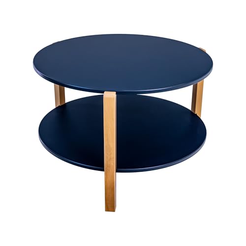 POSNORD Runde Couchtisch Blau, MDF-Platten, Mit Buchenholzbeinen, Zeitloses Design Für Wohnzimmer POSNORD Runde Couchtisch Blau, MDF-Platten, Mit Buchenholzbeinen, Zeitloses Design Für Wohnzimmer