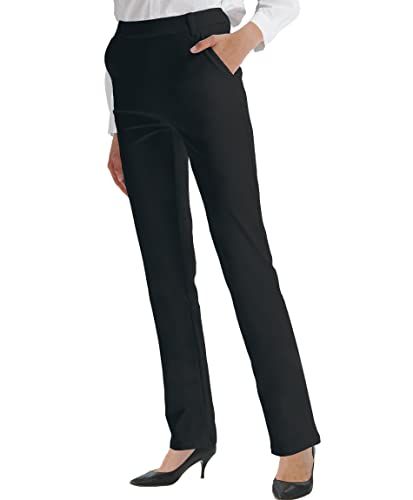 LaiEr Damen Bootcut Pullover Kleid Hosen Büro Business Casual Yoga Arbeit Hosen mit Taschen gerade Beine(Black,Medium) Cover