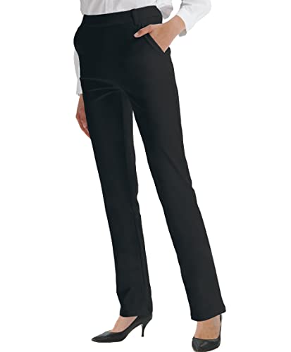 LaiEr Pantalones de Vestir con Corte de Bota para Mujer Oficina Negocios Casual Yoga Pantalones de Trabajo con Bolsillos Pantalones de Pierna Recta（Negro，Medium）