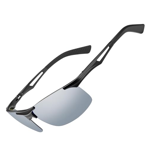 Image of BIRCEN Polarized Anti-Glare Sunglasses for Men: Lightweight Metal Wrap around Sun Glasses UV Protection for Driving Fishing