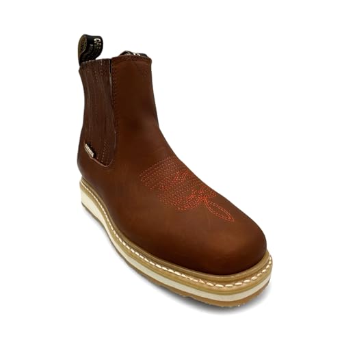 Men's Leather Brown Ankle Western Work Boot