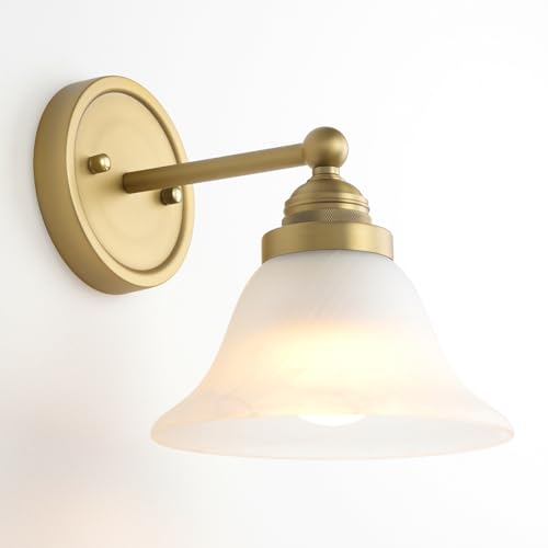 Image of HEQIQEH Vintage Battery Operated Wall Sconce with White Funnel Flared Frosted Glass Shade, Remote Control Dimmable Rechargeable Wall Lamp, Indoor Wall Light Fixture for Bedroom Living Room Bathroom