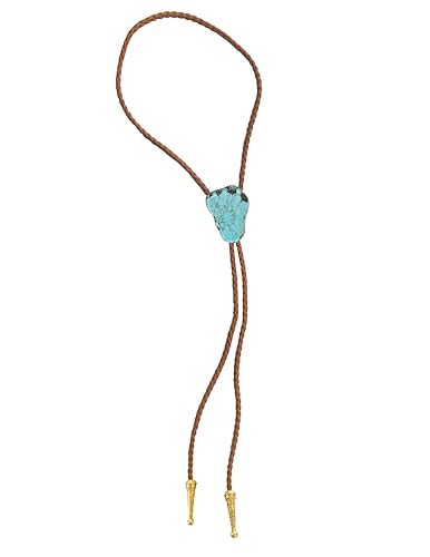 Image of Daisy Del Sol Gemstone Bolo Tie Braided Vegan Faux Leather Natural Stone Gold Handmade Necklace Adjustable Boho Western Jewelry