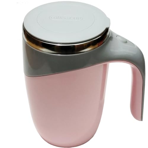 Automatic Magnetic Stirring Coffee Mug, Rotating Home Office Travel Mixing Cup, Funny Electric Stainless Steel Self Mixing Coffee Tumbler, for Coffee, Milk, Cocoa, Tea, Beverages, Gift, Pink