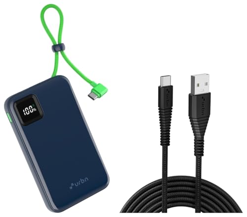 Image of URBN 10,000mAh Ultra Link Power Bank - Blue with USB to Type C Cable