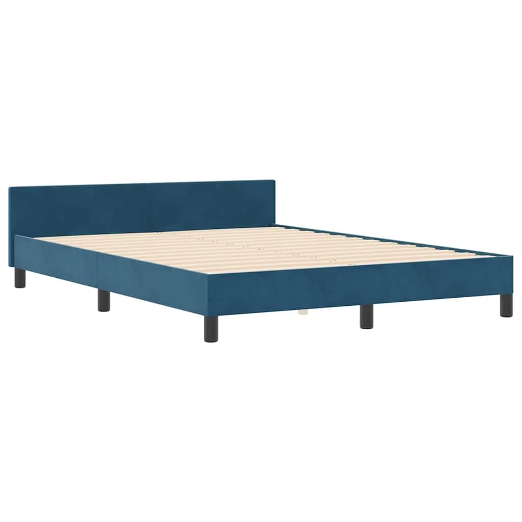 Velluto premium legno massello Modern Box regolabile 180x200 cm Blu scuro