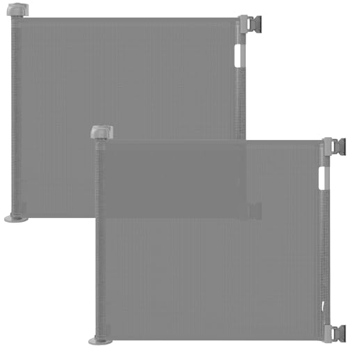 Image of (2 Pack) Retractable Baby Gate for Doorways and Stairs, Mesh Safety Gate for Pet, Indoor & Outdoor Use, One-Hand Operation, Easy Installation, 33.6 inch Tall, Expands to 55 inch Wide(Grey,33.6 inchx55 inch