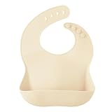 [regalo] ベビー シリコンビブ お食事エプロン スタイ 受け皿 防水 調節可 離乳食 赤ちゃん 保育園 洗いやすい 食洗機可 くすみカラー (クリーム)