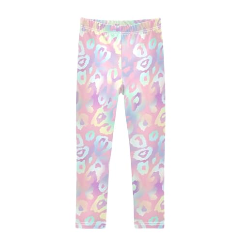 ALAZA Girls' Leggings Children's Yoga Pants Skinny Printed Dance Laser Leopard Cheetah Comfortable 4T