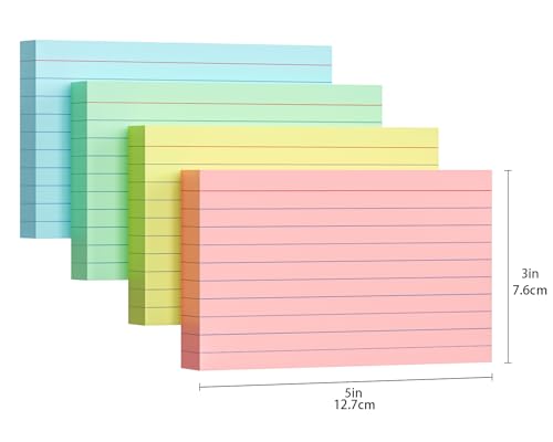 image for YIZUUN Colored Index Cards 3x5, 200 Pack, Ruled Index Cards, Flash Car