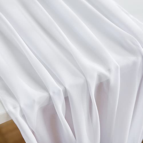 CHUQING Tischläufer Chiffon Hochzeit Tischdeko Tischdecke Weiß – Ansicht 7