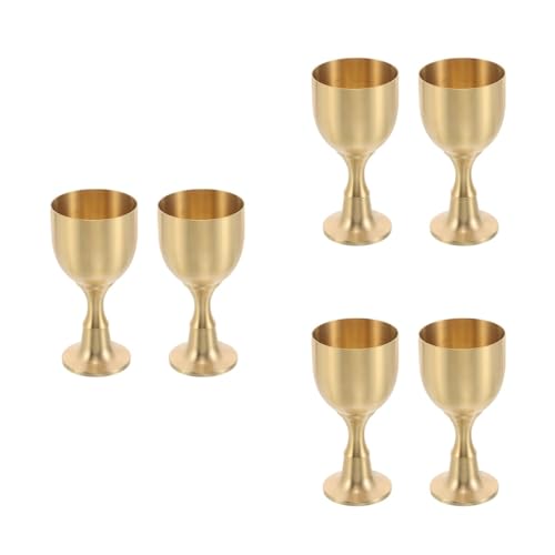 LOGOFUN 6PCS Vintage Brass Cup Antique Style Wine Goblet for Medieval Wedding Decoration Renaissance Fair Worship Ritual - Golden Large