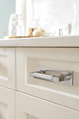 Image of Amerock Medora 3 inch Polished Chrome Backplate | Decorative zinc cabinet hardware backplate designed to complement knobs and pulls while protecting cabinet surfaces