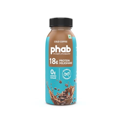 Phab Assorted Protein Milkshakes with 18g Protein & No Added Sugar | Gluten-Free & Gut-Friendly, Trans Fat Free | Rich Source of Fibre & Prebiotics (Pack of 6)