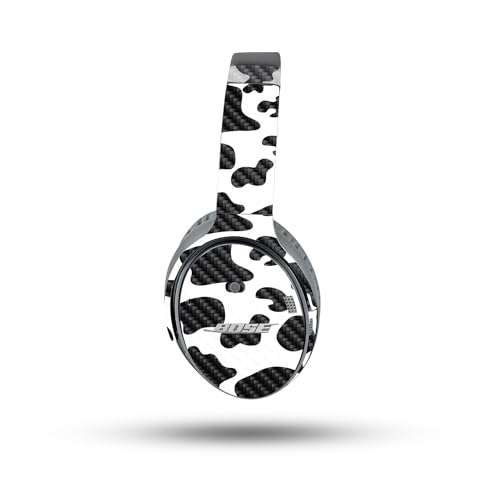 Image of MightySkins Carbon Fiber Skin Compatible with Bose QuietComfort 35 II Headphones - Cow Print | Protective, Durable Textured Carbon Fiber Finish | Easy to Apply, Remove, and Change Style